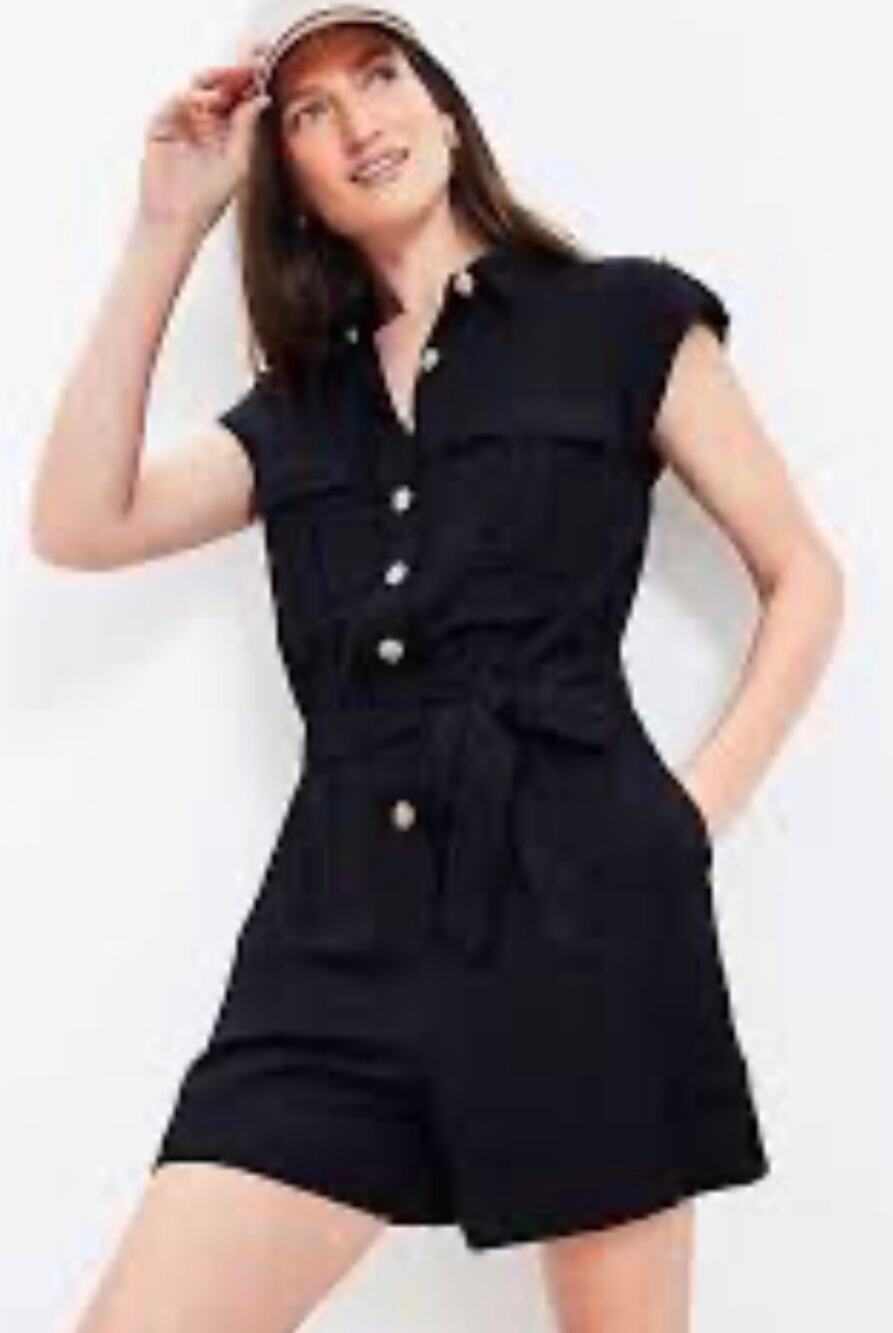 NWT Loft Linen blend button up shorts Romper size XL